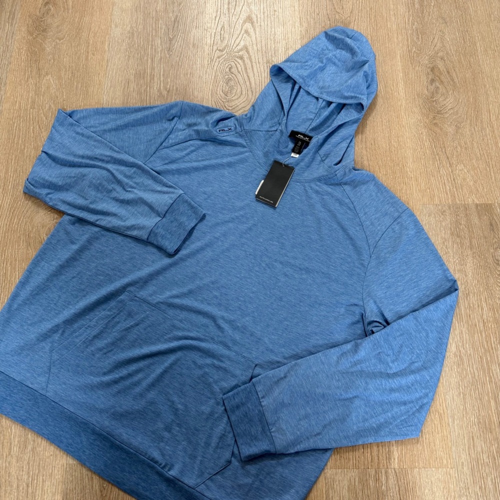 RLX Ralph Lauren Performance Hoodie Mens XXL Blue Wicking Pullover Activewear